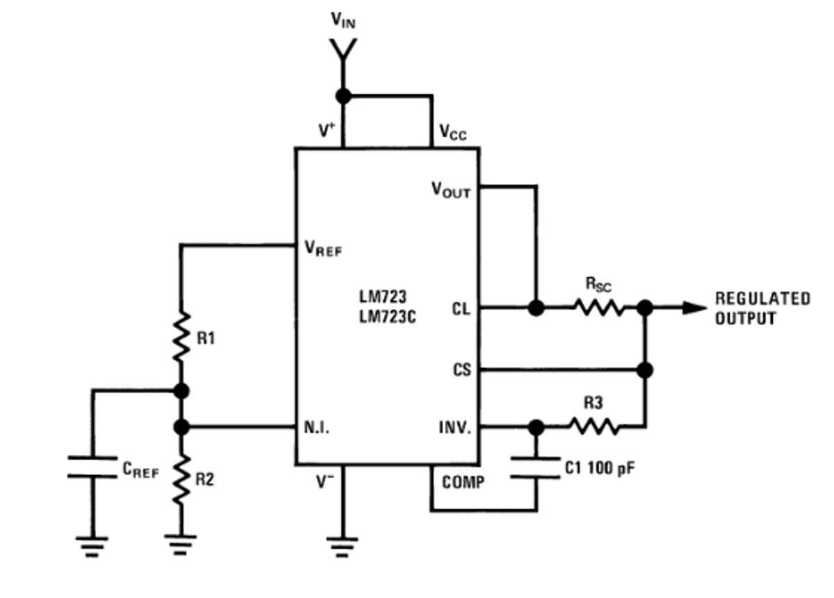 Circuito de controle com LM723