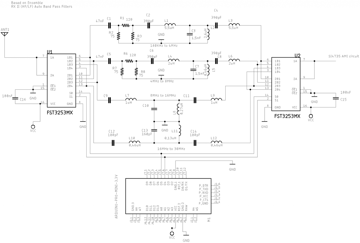 Esquema do BPF automático, baseado no projeto de Ricardo PU2CLR