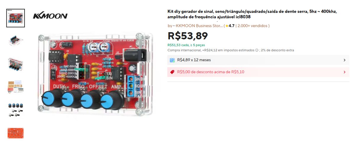 Kit gerador de funções ICL8038 à venda no AliExpress